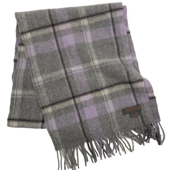 Louisa Perini cashmere scarf lavender gray plaid - Picture 1 of 6